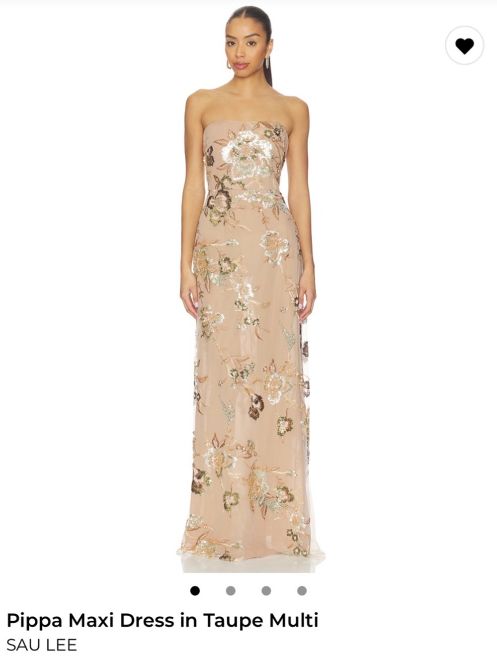 Sau Lee Taupe Floral Strapless Pippa Maxi Dress